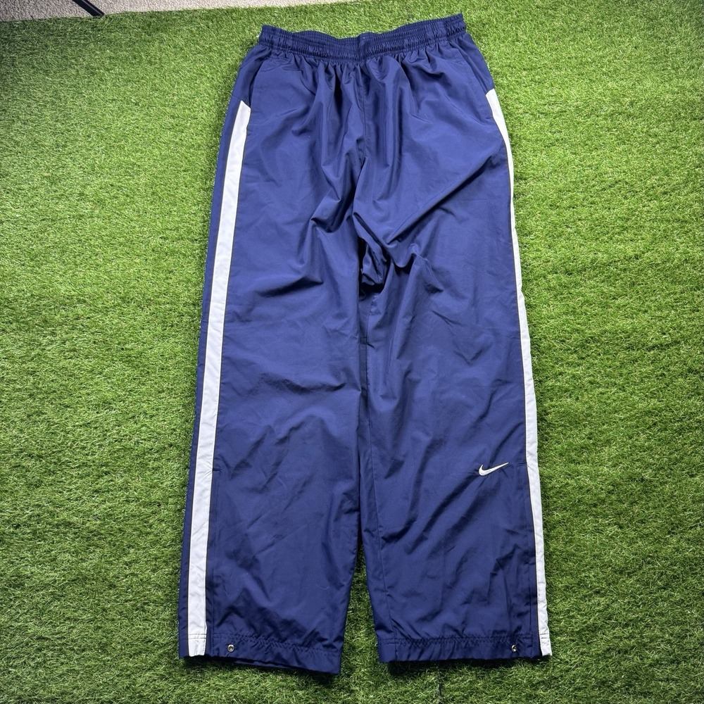 Vintage Y2K Nike Track Pants Men XXL Blue Striped Baggy Wide Leg Swoosh Skater